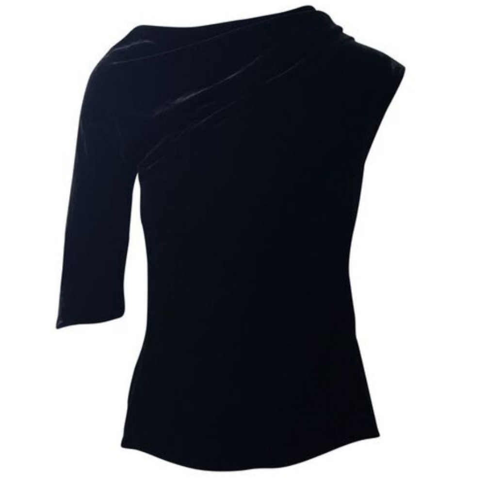 Peter Pilotto Luxury Velvet Drape Zip Up Back One Sleeve Top Silk Blend